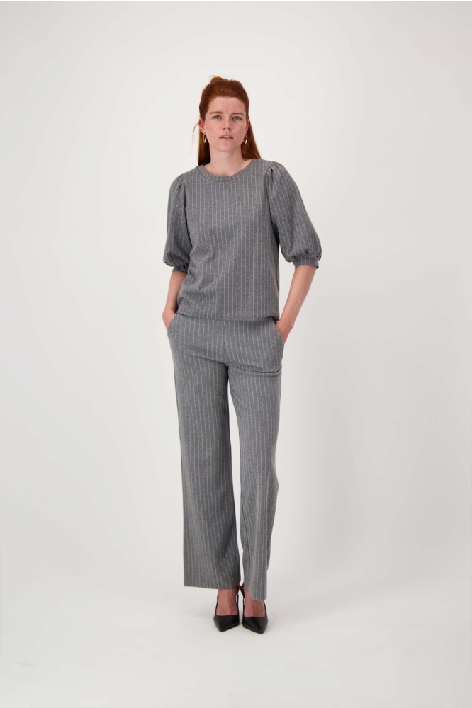 KRIJTSTREEP BROEK MET BANDPLOOIDETAIL 0303 088 2018 02 NAVY